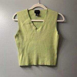 Soft Green Ribbed V-Neck Tank